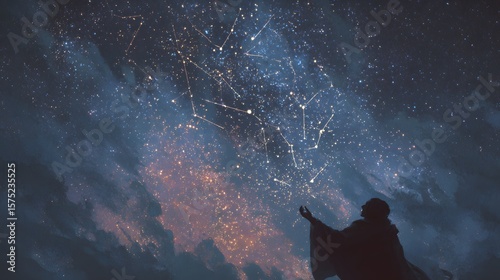 A god of the stars creating constellations in deep space