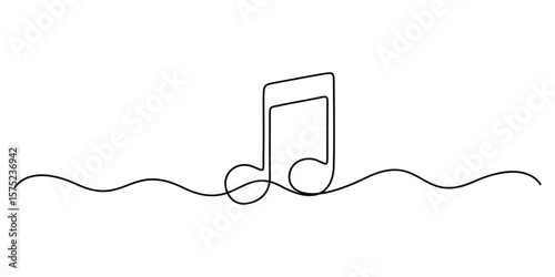Music notes icon continuous one line drawing minimalist outline vector illustration
