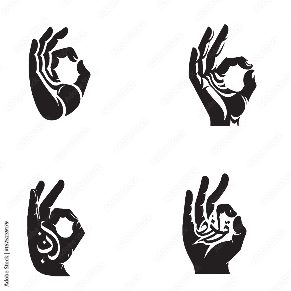 Fototapeta premium Arabic Calligraphy Hand Gesture Silhouette – Najd Elegance, Cultural Expression & Artistic Identity