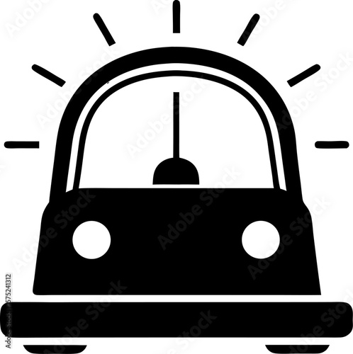 Solid glyph vector icon of an emergency siren light for police or ambulance alarm representing a flashing alert signal and safety warning flasher