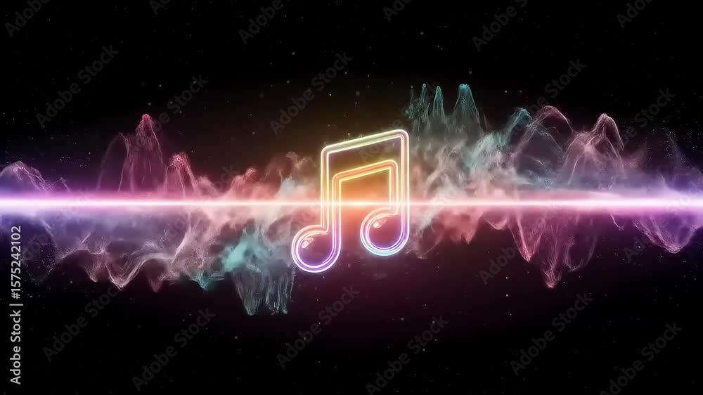 Music Note Colorful Soundwave with Black Background.