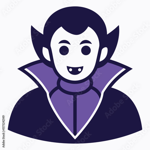 Cute Flat Cartoon Dracula Character for Halloween Party Design