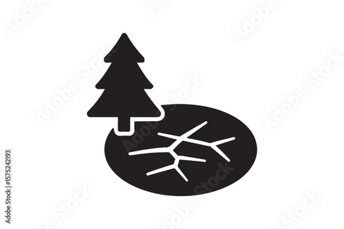 Frozen Lake icon silhouette vector with white background