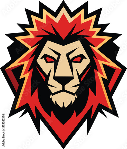 Tribal Lion Silhouette with Sharp Angular Vectors and Bold Presence