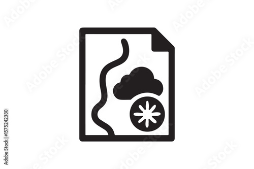 Meteorological Map icon silhouette vector with white background