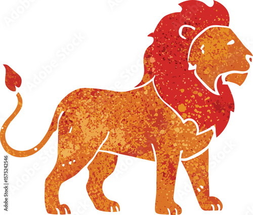 Retro Lion Silhouette with Distressed Texture Vector
