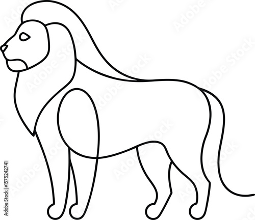 Abstract One-Line Lion Silhouette for Modern Minimal Design