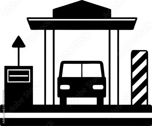 toll booth icon silhouette vector illustration