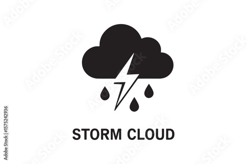 Storm Cloud icon silhouette vector with white background
