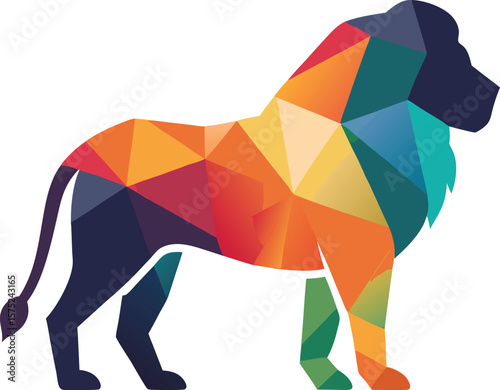 Colorful Gradient Lion Silhouette with Layered Vector Shapes
