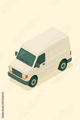 Isometric Cargo Van Vector Illustration