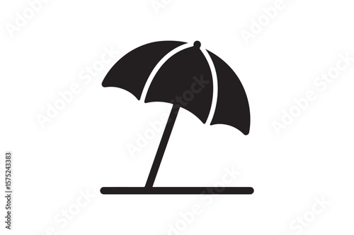 Beach Umbrella icon silhouette vector with white background
