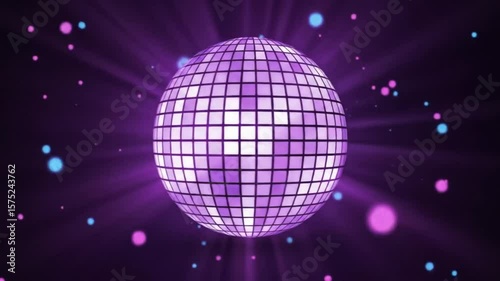 Purple disco ball with light rays