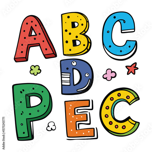 Colorful alphabet letters with cartoonish design