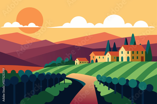 vector illustration of a village