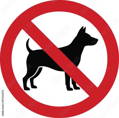 No dogs allowed sign with black silhouette of a dog and red circle