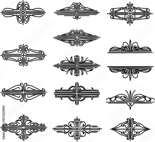 Collection of elegant decorative ornate flourishes and borders for design