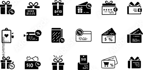 Gift card icons vector pack in black and blue colors
