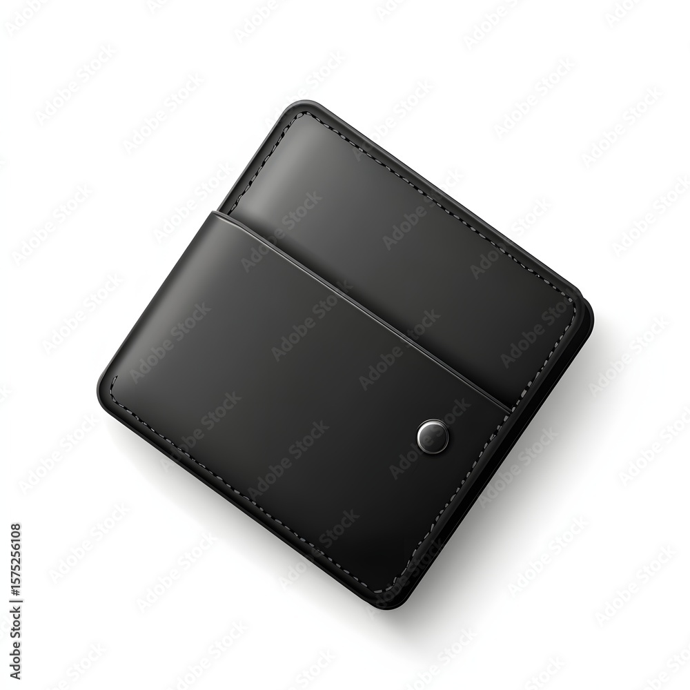 Fototapeta premium High-angle view of a black leather wallet.