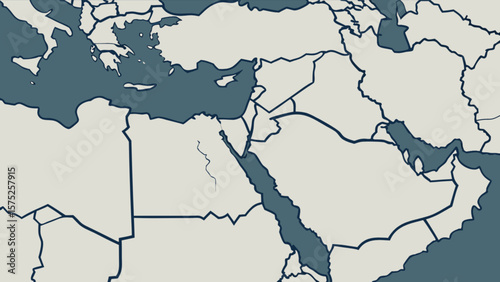 Middle east map vector illustration for geography education and travel planning with country borders and details