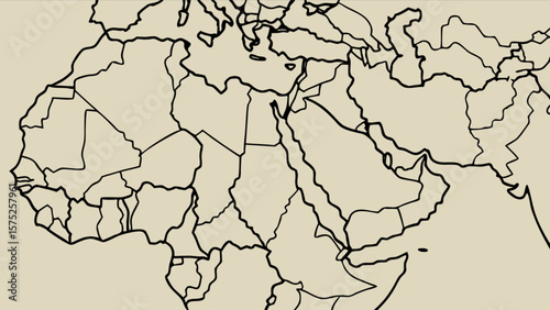 Outline map of africa middle east and asia geography countries borders political boundaries regions continents