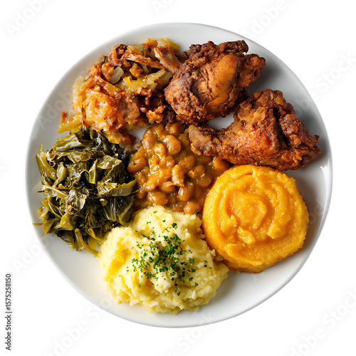 soul food plate on transparent background