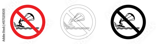 No kite surfing sign in vector format