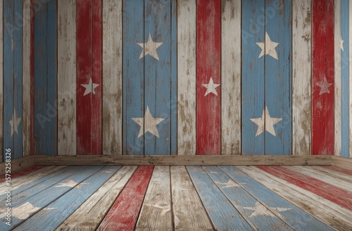 Patriotic Wooden Room Interior