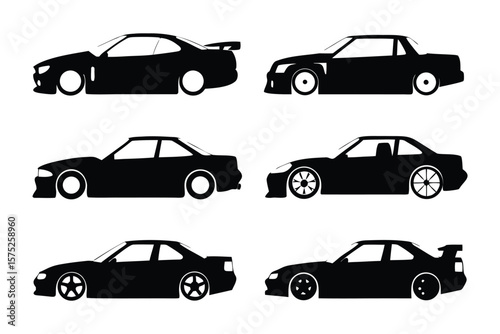 Car Silhouettes Collection: A curated collection of sleek automobile silhouettes, showcasing diverse designs, perfect for automotive enthusiasts.