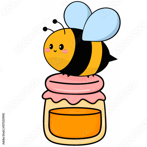 Honey Bee on Honey Jar