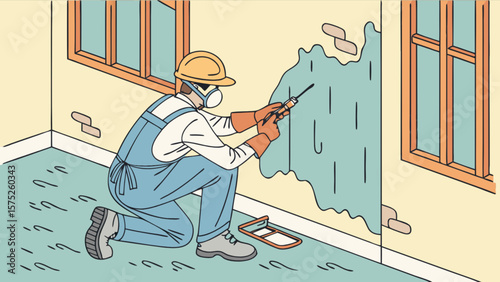 Home improvement wall repair handyman caulking service contractor renovation professional interior design project