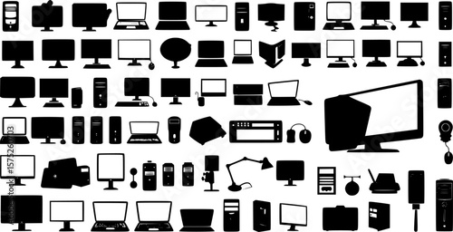 

Pc computer silhouette set vector design big pack of illustration and icon
