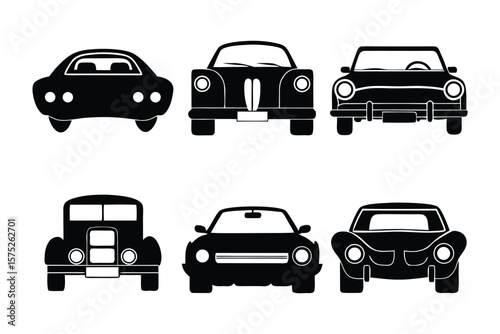 Classic Automotive Silhouettes: A diverse collection of vintage and modern vehicle silhouettes, showcasing the elegant forms and iconic designs of automotive history, each a monochrome masterpiece.