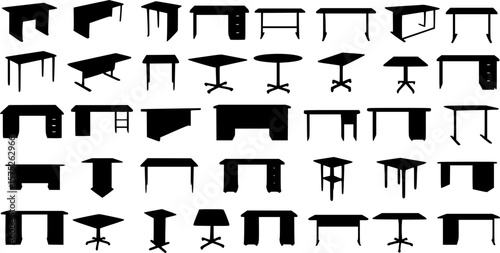 Desk table silhouette set vector design big pack of illustration and icon
