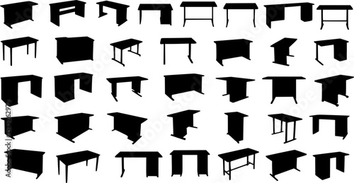 Desk table silhouette set vector design big pack of illustration and icon
