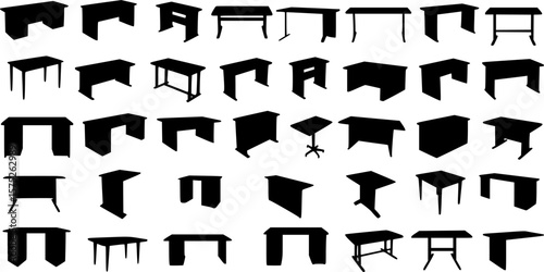 Desk table silhouette set vector design big pack of illustration and icon
