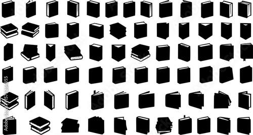 Book silhouette set vector design big pack of library illustration and icon
