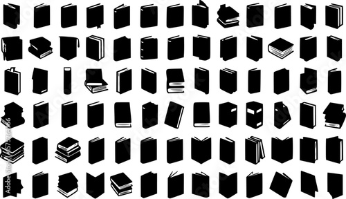 Book silhouette set vector design big pack of library illustration and icon
