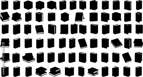 Book silhouette set vector design big pack of library illustration and icon
