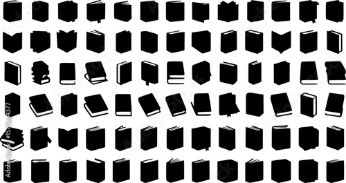 Book silhouette set vector design big pack of library illustration and icon
