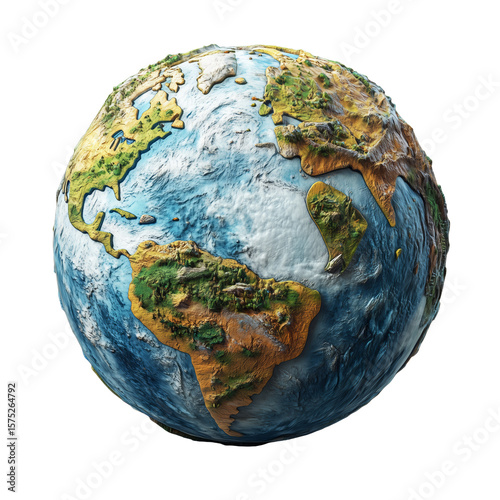 3D Earth graphics on a blank background, PNG format