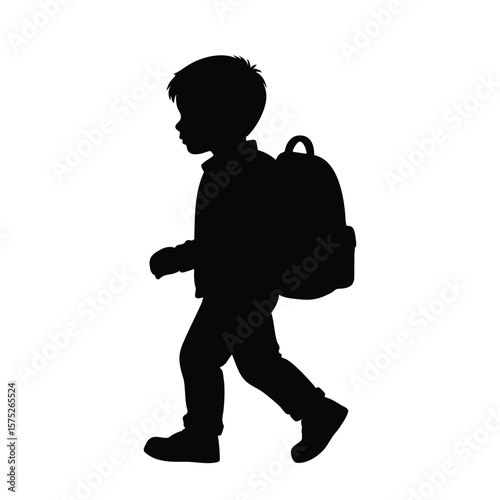 Silhouette of a Child Walking with a Backpack Symbolizing Education and Growth