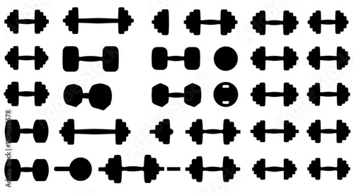 Dumbbell silhouette set vector design big pack of fitness illustration and icon