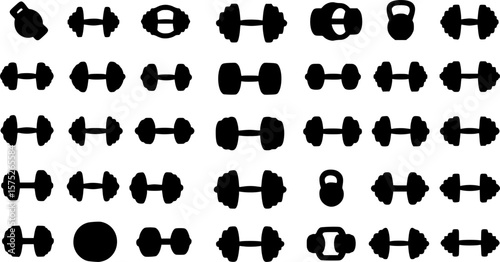 Dumbbell silhouette set vector design big pack of fitness illustration and icon