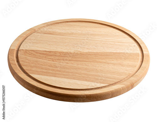 Round Wooden Pizza Board, Isolated on Transparent Background PNG
