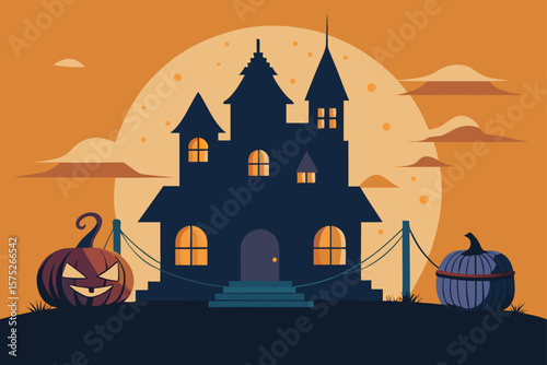 halloween pumpkin on a castle