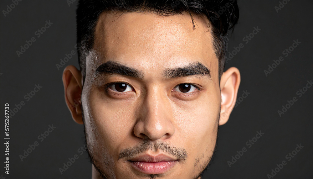 Obraz premium Close-up of a elegant male face against a dark background. 