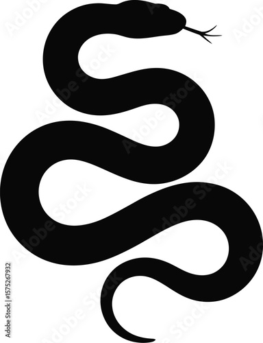 Wallpaper Mural Black coiled serpent with forked tongue snake reptile Torontodigital.ca