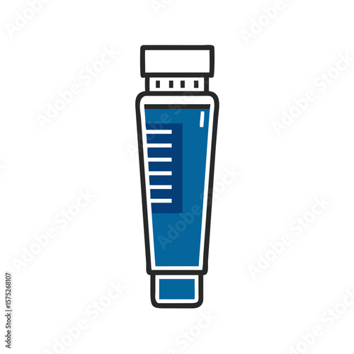 Ointment tube with cap and measurement markings in blue  