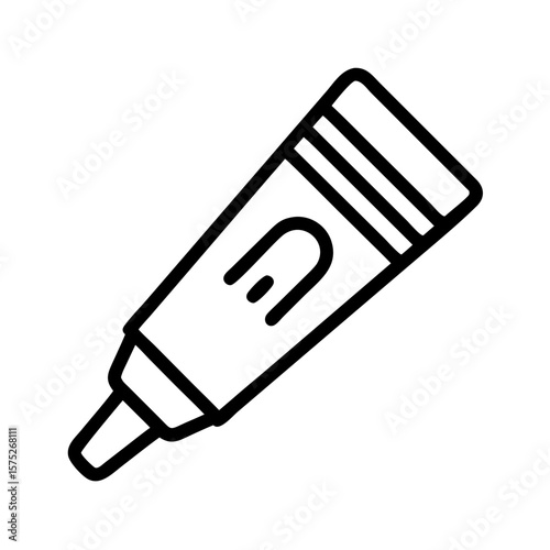 Ointment tube with cap in simple line art style  